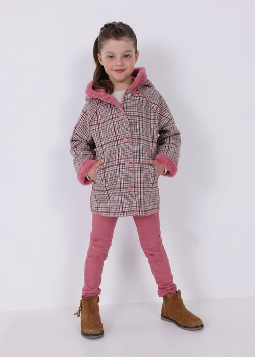 Girl double layer check coat