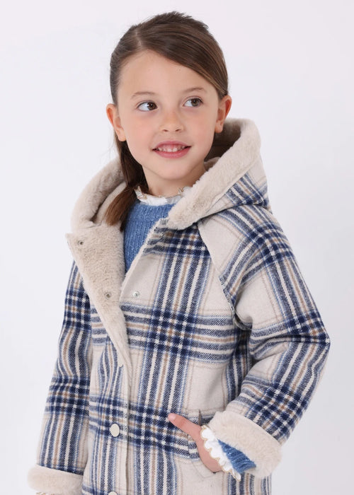 Girl double layer check coat