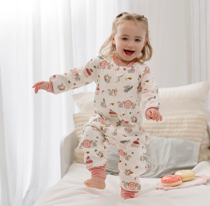 Very Squirrelly Organic Cotton Long Sleeve Footed Sleep Bag 1.0 TOG