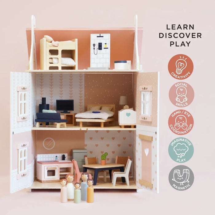 Roseheart Wooden Dolls House Furniture & Family