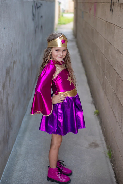 Superhero Star Dress, Cape & Headpiece