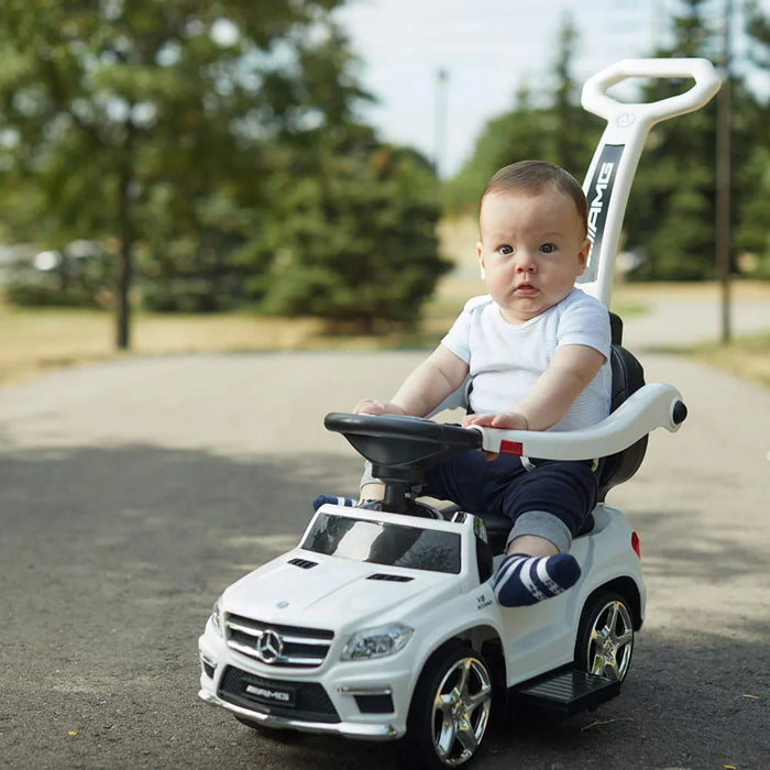 Red Mercedes-Benz AMG GL63 4-in-1 Kids Ride-On Car with Push Bar, LED Lights, and MP3 Player, Licensed