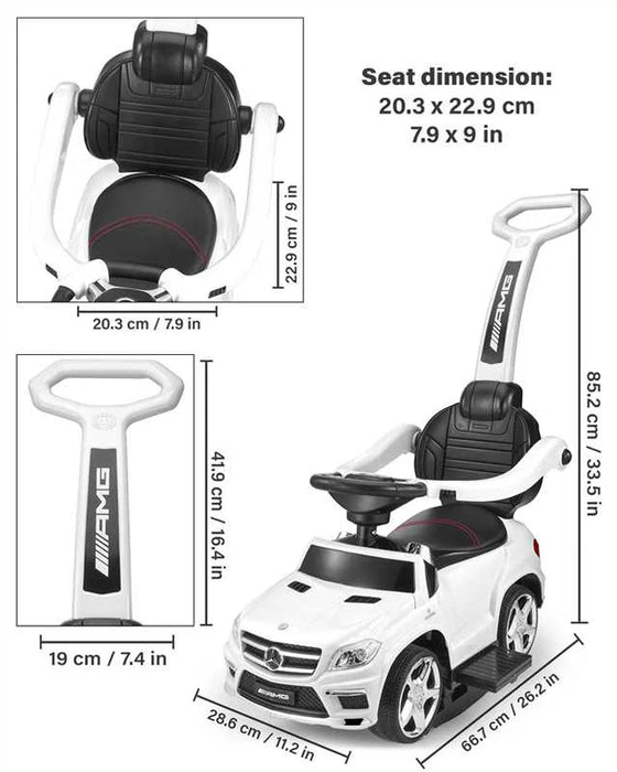 Red Mercedes-Benz AMG GL63 4-in-1 Kids Ride-On Car with Push Bar, LED Lights, and MP3 Player, Licensed