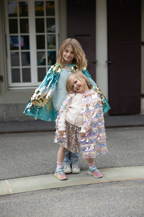 The 5th Avenue Paillette Cape, Gold/Light Pink 4-6Y