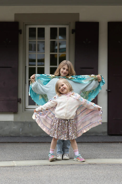 The 5th Avenue Paillette Cape, Gold/Light Pink 4-6Y