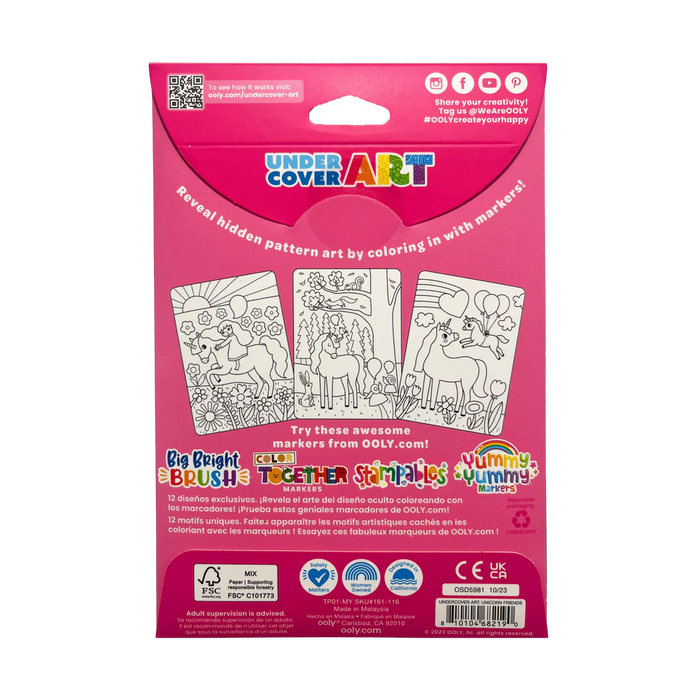Undercover Art Hidden Pattern Coloring Activity Art Cards - Unicorn Friends