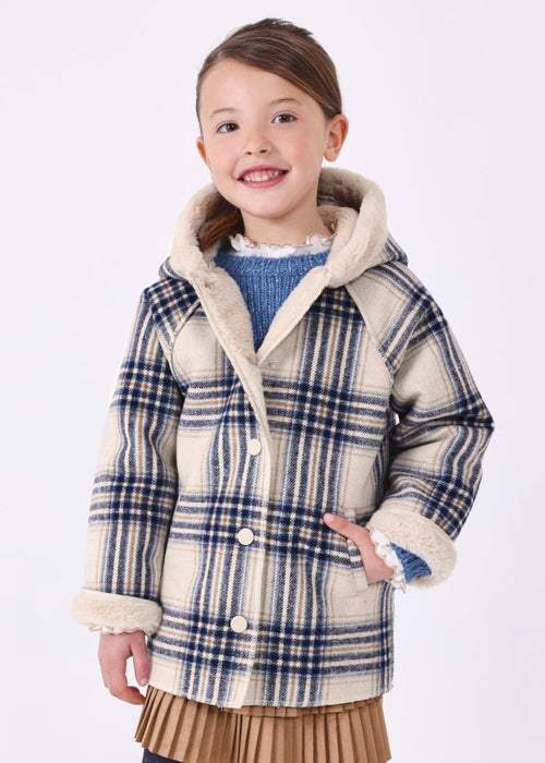Girl double layer check coat