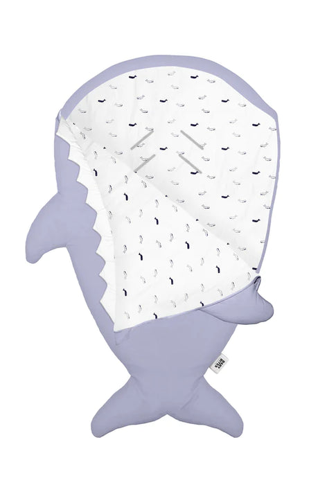 Shark Footmuff for babies - Light blue & Whales ( Winter )