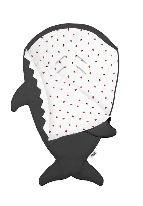 Shark Footmuff for babies - Grey & Strawberries ( Mid Season)