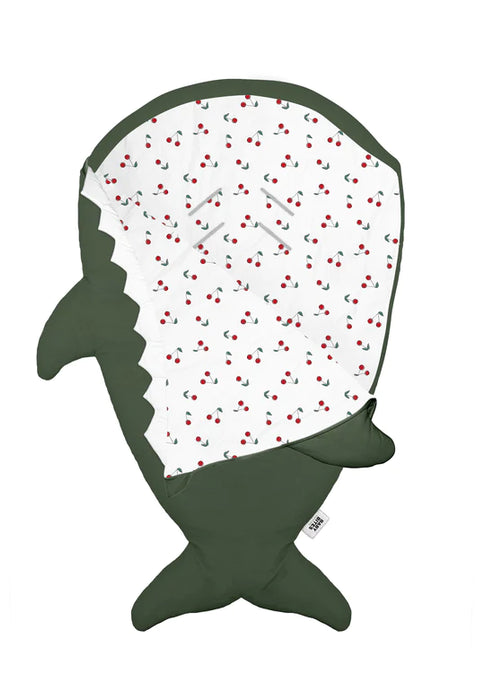 Shark Footmuff for babies - Kaki & Cherries ( Mid-Season )