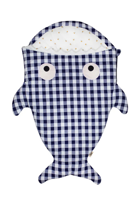 Shark Footmuff for babies - Blue vichy & Muffins ( Winter )