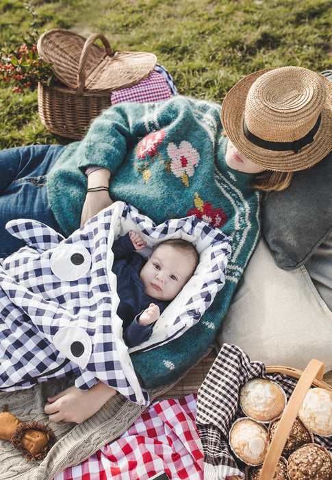 Shark Footmuff for babies - Blue vichy & Muffins ( Winter )