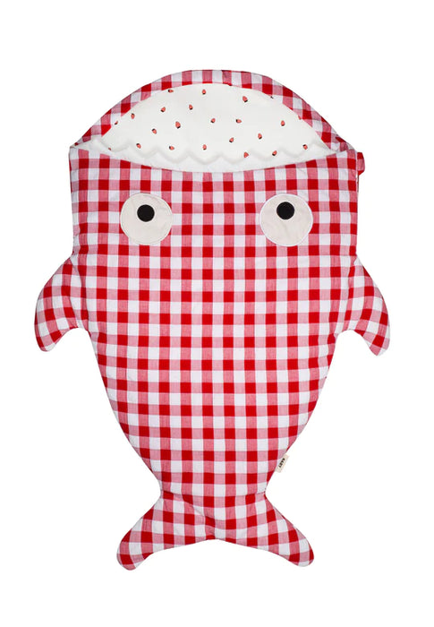 Shark Footmuff for babies - Red vichy & Strawberries ( Winter )