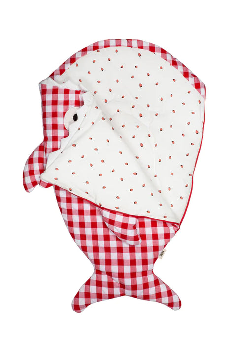 Shark Footmuff for babies - Red vichy & Strawberries ( Winter )