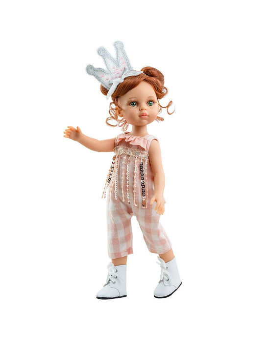 Doll Las Amigas-Cristi With Pink Romper And Fabric Crown
