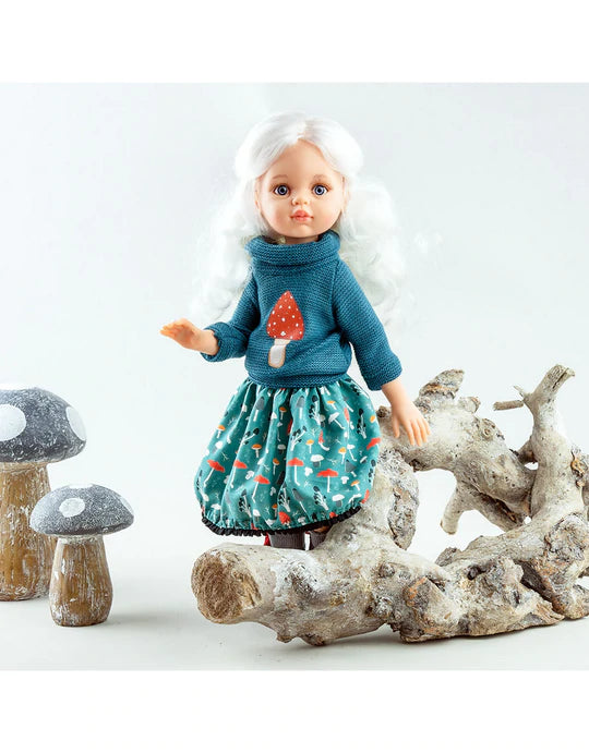 Articulated Doll Las Amigas -Cecile With Sweater And Mushroom Skirt