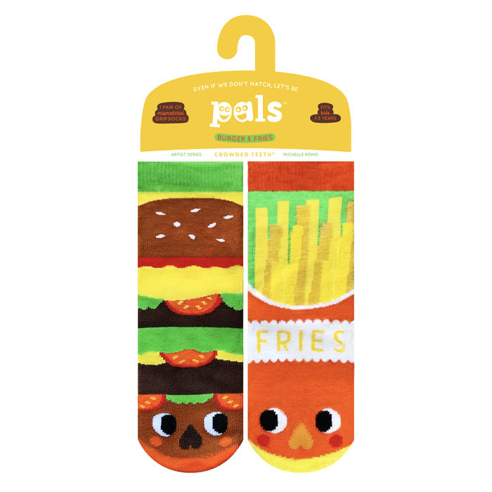 NEW Burger & Fries Pals Artist Kids Mismatched Food Socks 1-3Y