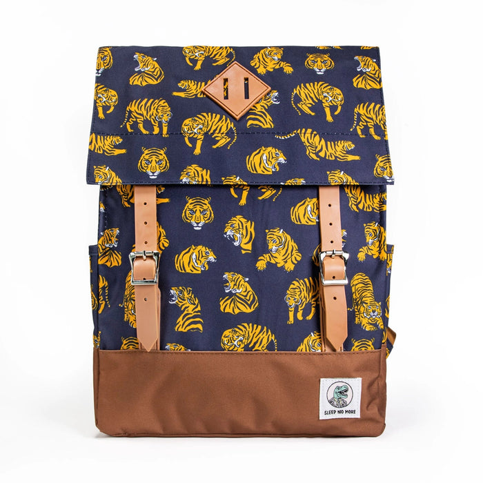 Vintage Backpack ✦ Old School Tiger Navy Blue  Navy Blue / Orange