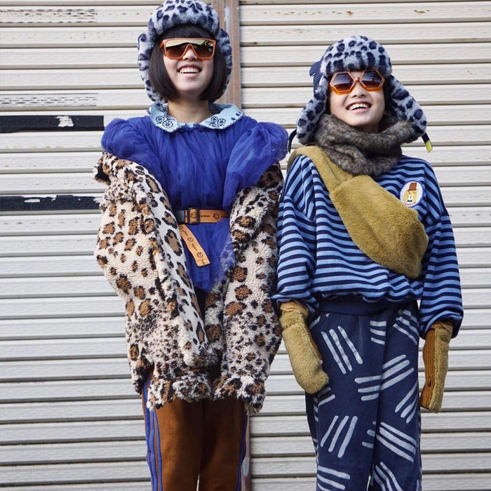 Arctic Cub: Navy with Leopard Fur