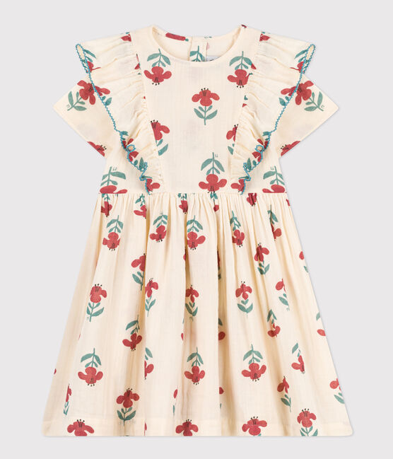 GIRLS' FLORAL COTTON GAUZE DRESS