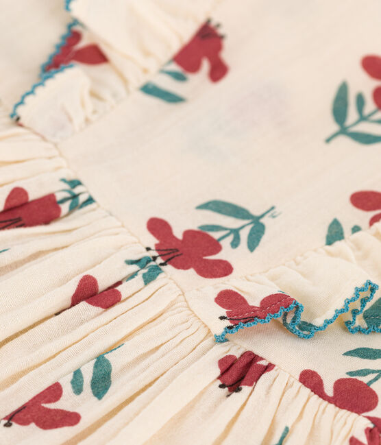 GIRLS' FLORAL COTTON GAUZE DRESS