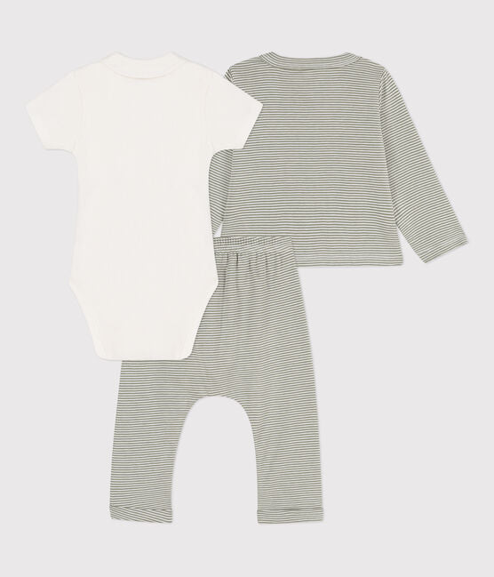 BABIES' PINSTRIPED COTTON OUTFIT