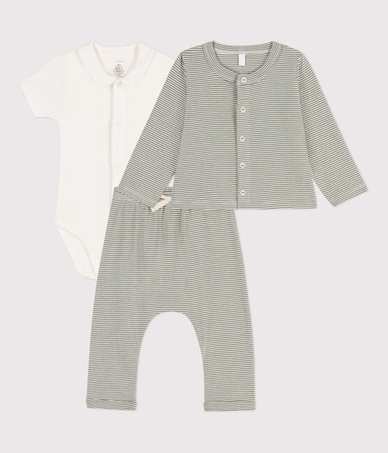 BABIES' PINSTRIPED COTTON OUTFIT