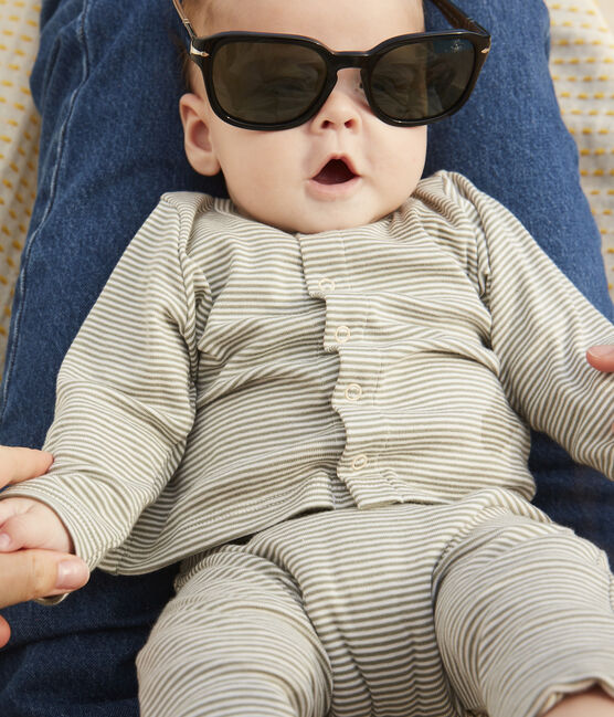 BABIES' PINSTRIPED COTTON OUTFIT