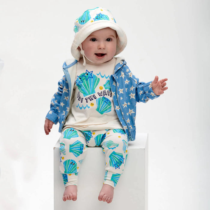 PALAZZO - Aqua Seashells Hareem Pant 4-5Y