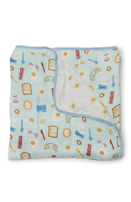 Muslin Quilt Blanket Breakfast Blue