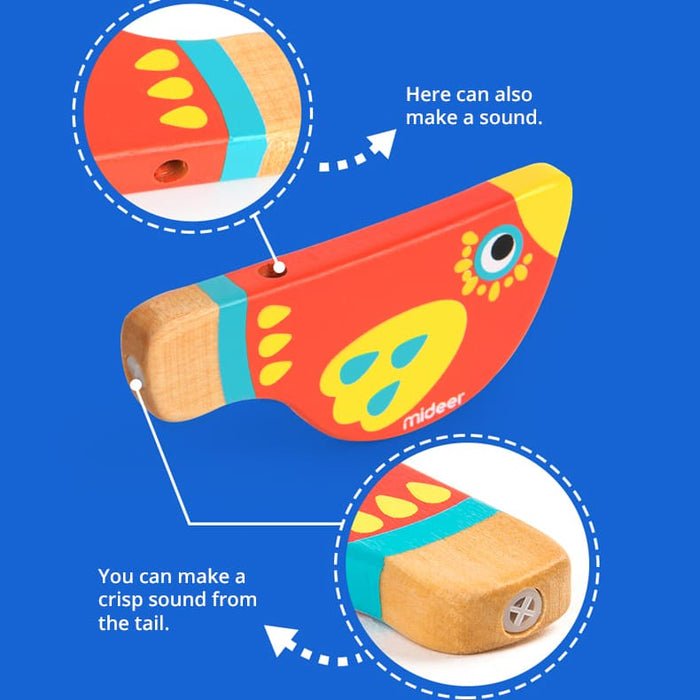 Wooden Bird Whistle Toy – Ages 1+Red