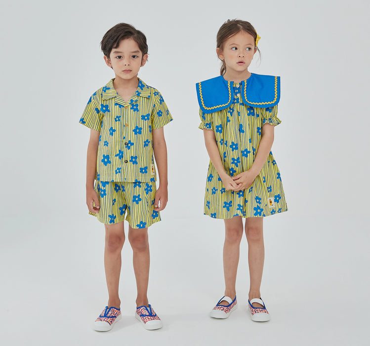 Big Collar Dress  Yel/Blue