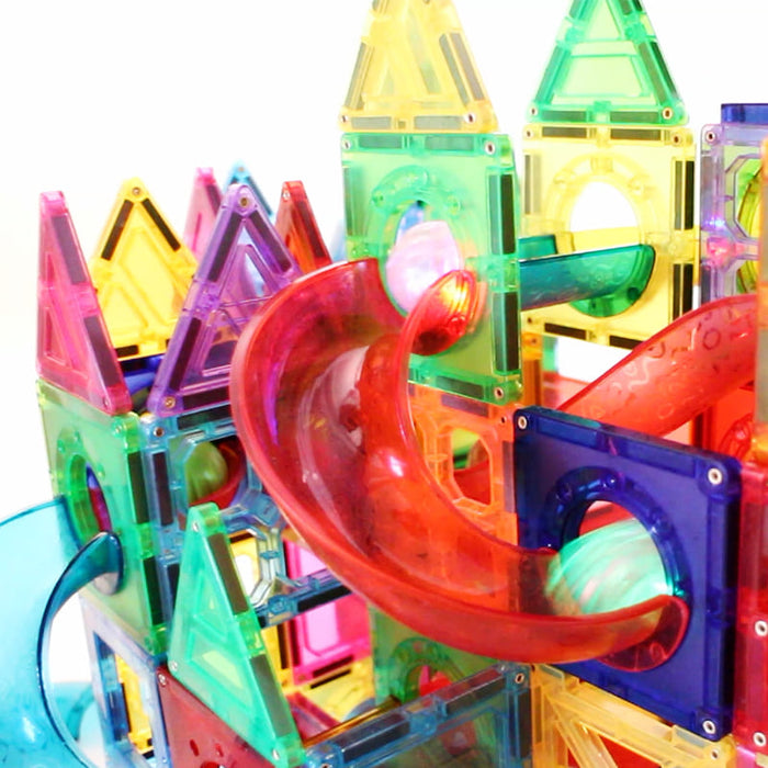 Race Track Magnetic Blocks with Glow in the Dark Balls – 176 Pieces