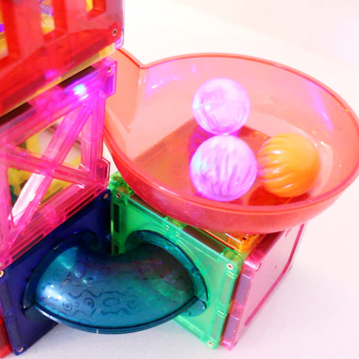 Race Track Magnetic Blocks with Glow in the Dark Balls – 176 Pieces