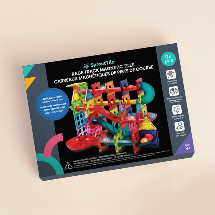 Race Track Magnetic Blocks with Glow in the Dark Balls – 176 Pieces