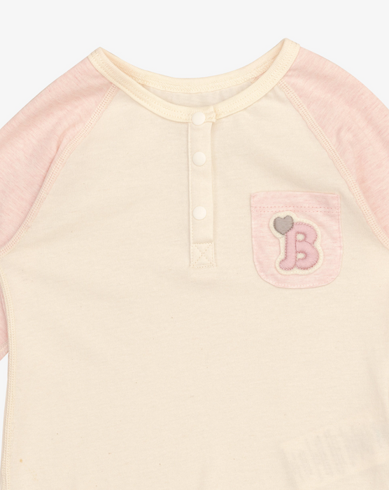 Classic Raglan Bodysuit-Pink