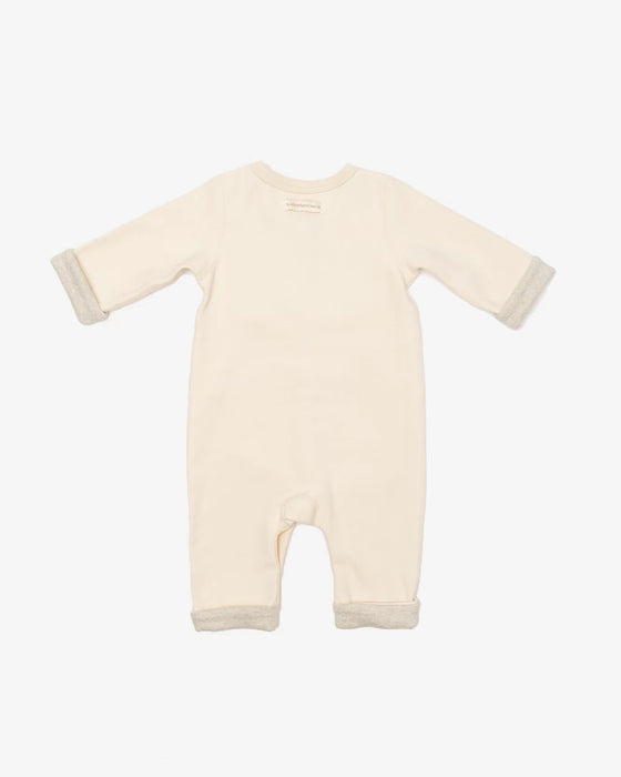 Turned-Up Rompers With Bib-Natural