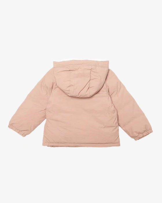 Fluffy Bear Pocket Puff Jacket-Rose Bean Pink