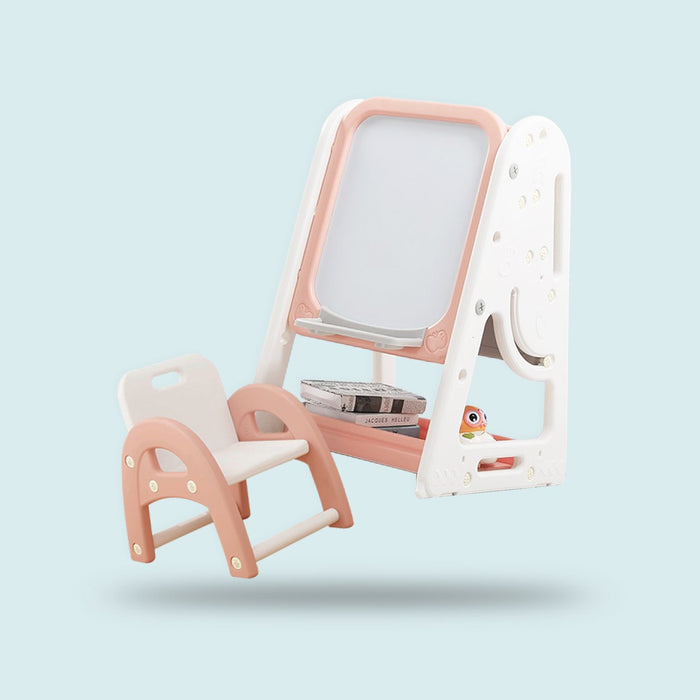 Multifuctional Easel/Bookshelf With Stool (Pink)