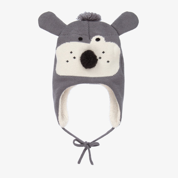 Grey Knitted Dog Hat