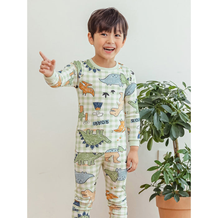 Jurassic Sketch Long Cotton Pajama Set