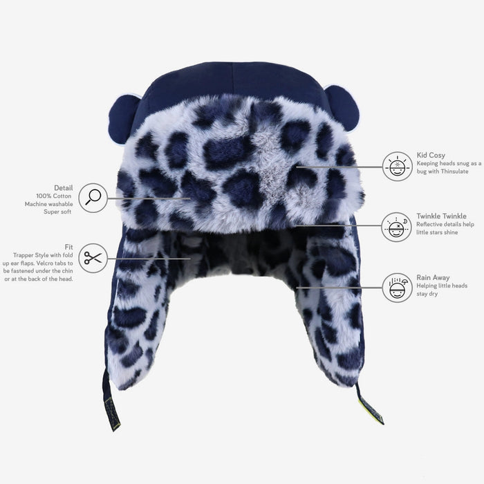 Arctic Cub: Navy with Leopard Fur
