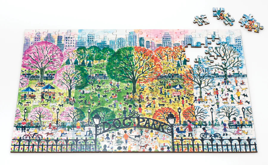 Michael Storrings Dog Park in Four Seasons 1000 Piece Puzzle