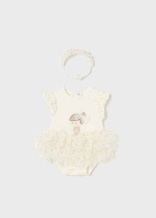 Sustainable cotton bodysuit with headband newborn (Gift Set)