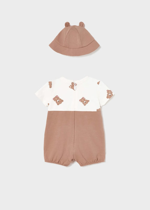 Sustainable cotton romper with hat newborn