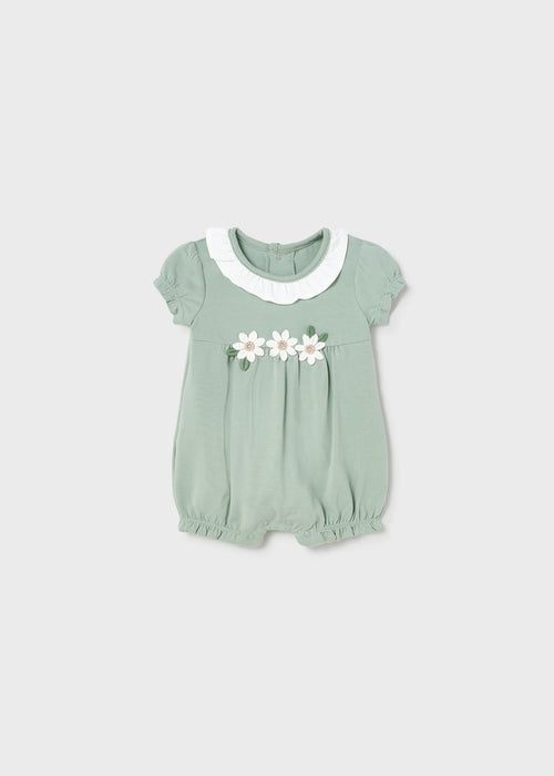 Sustainable cotton short romper with appliques newborn (Gift Set)